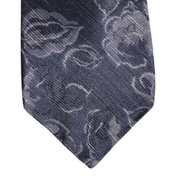 Charvet Tie Rare Vintage 100% Silk - Charcoal Grey With Tan Floral Design - Picture 2 of 5